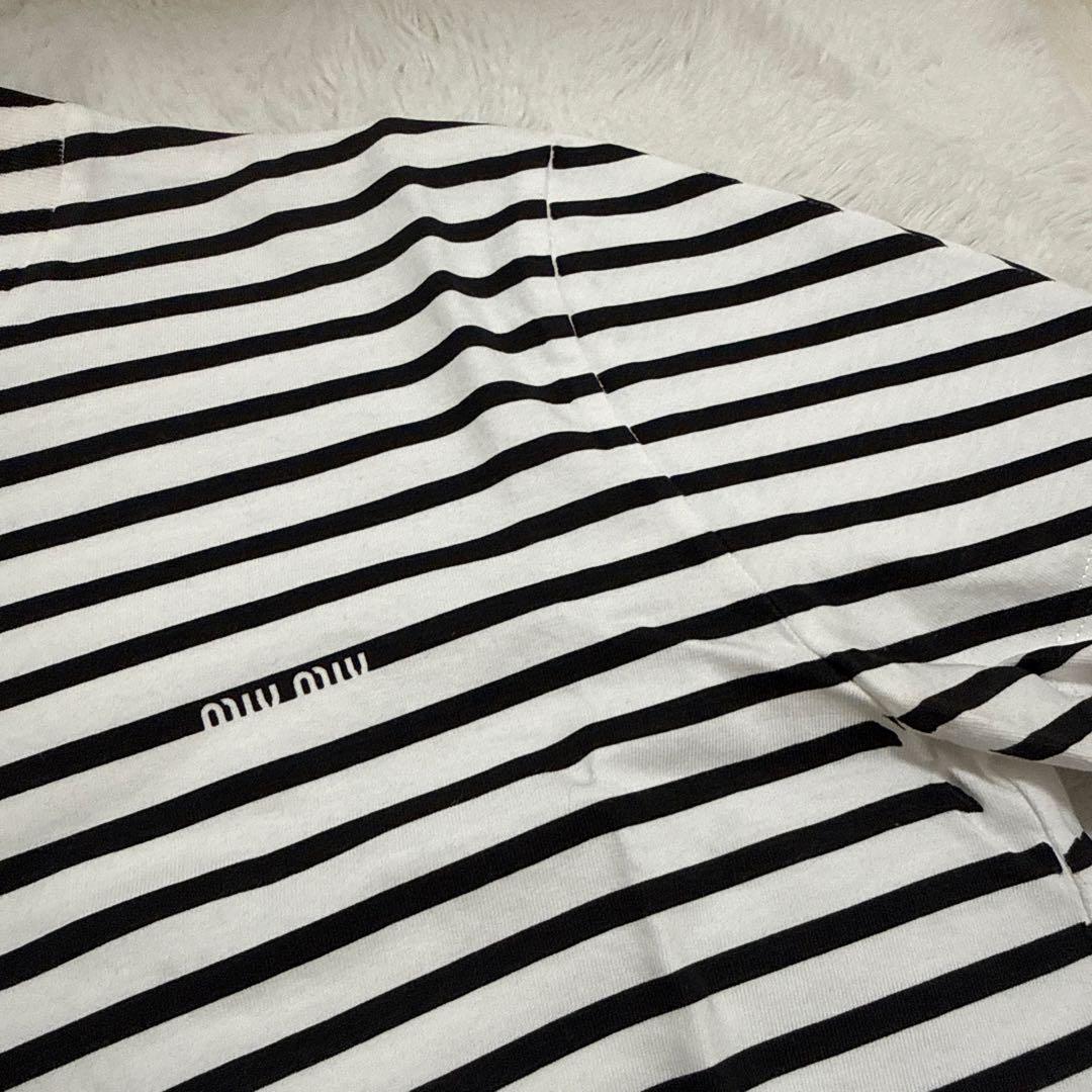 m*i様 miu miu ストライプ ボーダー ミニ丈 Tシャツ