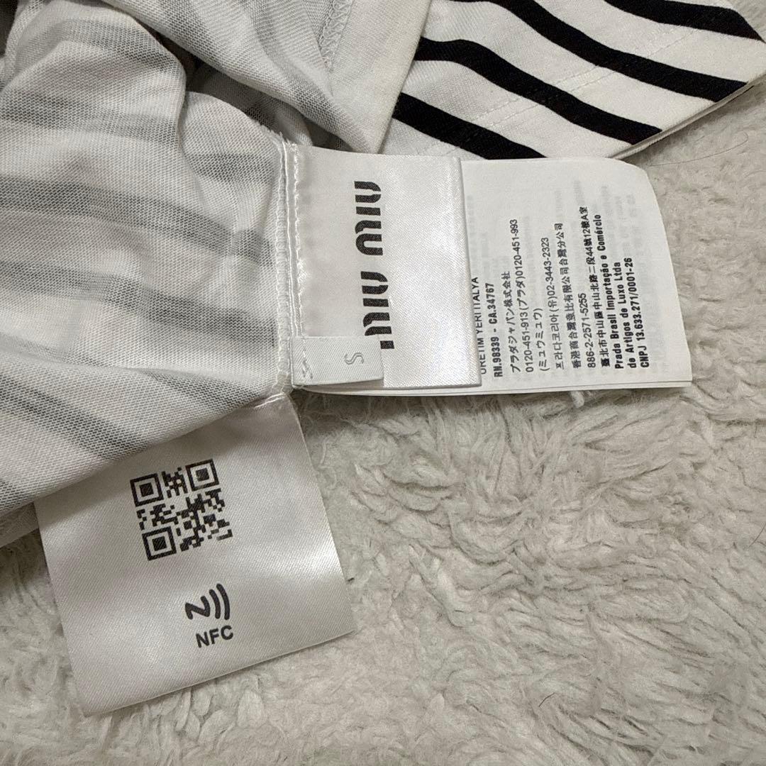 m*i様 miu miu ストライプ ボーダー ミニ丈 Tシャツ