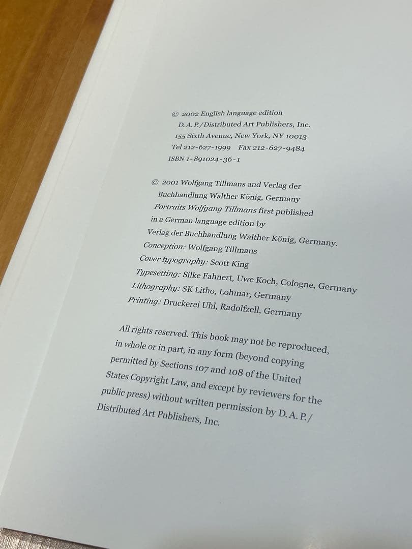 Wolfgang Tillmans 写真集 Portraits