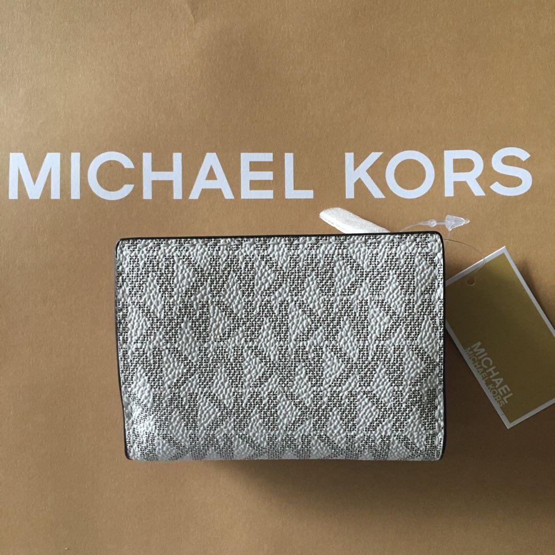 新品　MICHEAL KORS マイケルコース　三つ折り　財布　ホワイト　ピンク