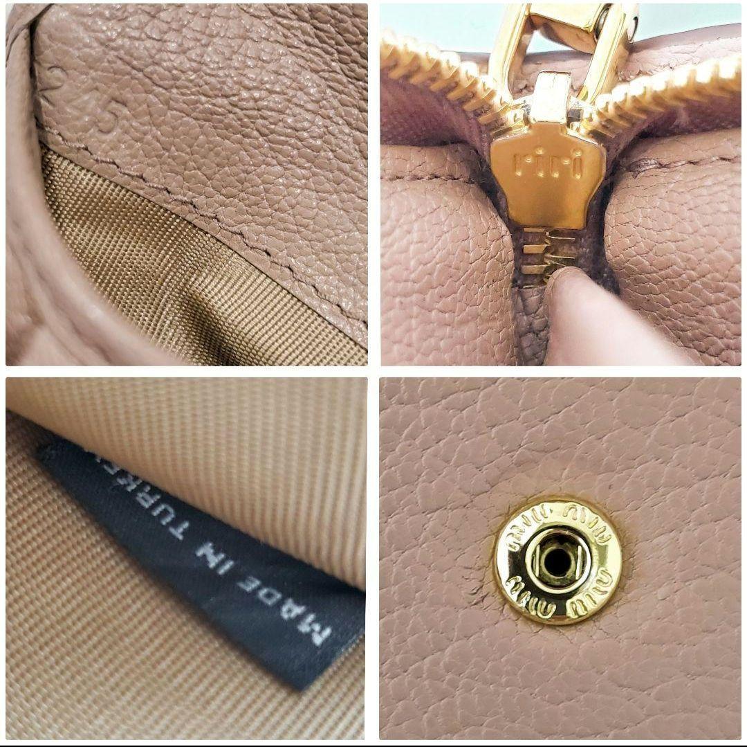 miu miu　3つ折り財布　マドラス　リボン　ピンクベージュ　ミュウミュウ