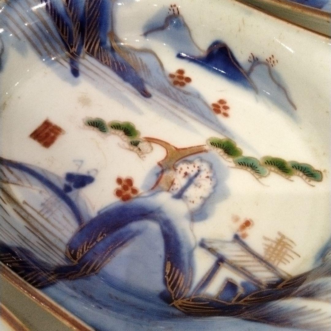 u144-2　時代品　古染付赤絵角皿8枚　R