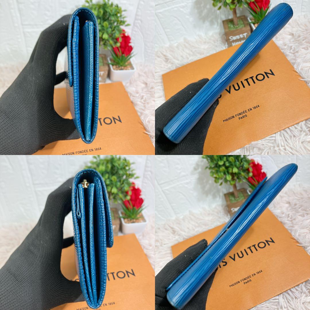 美品 ルイヴィトン エピ ポシェット ポルトモネ クレディ 長財布 青 ブルー