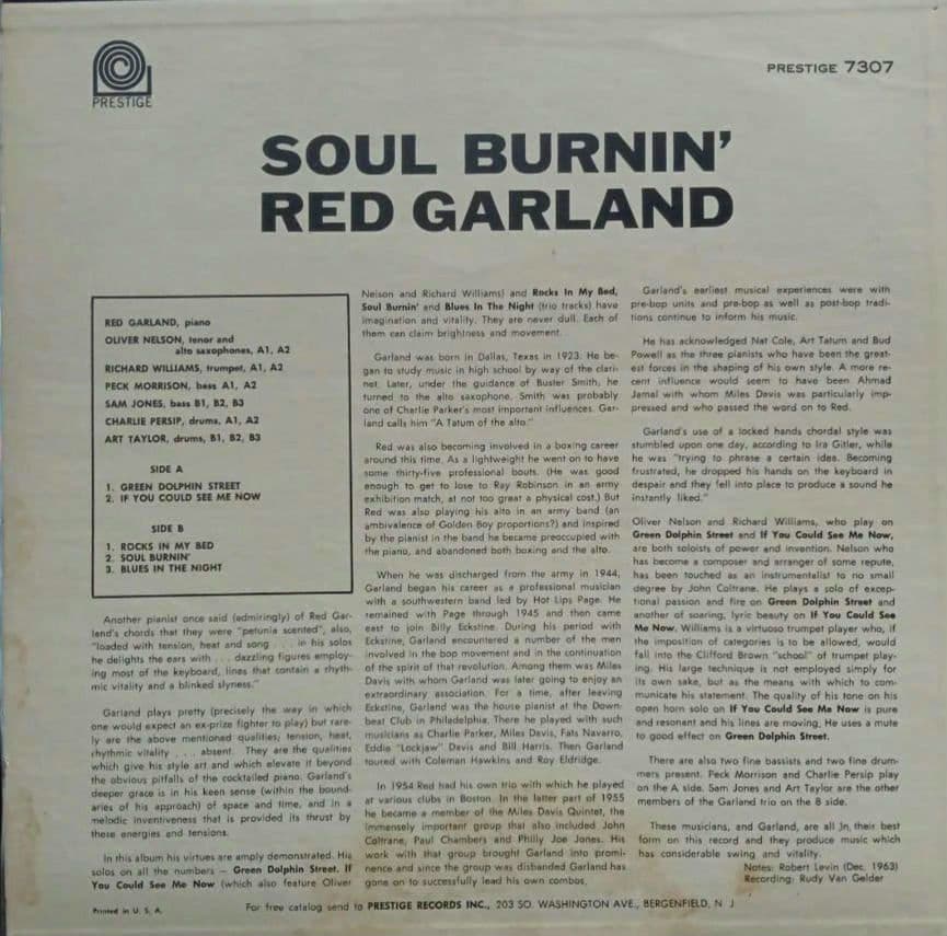 ジャズレコード　RED GARLAND/SOUL BURNIN'