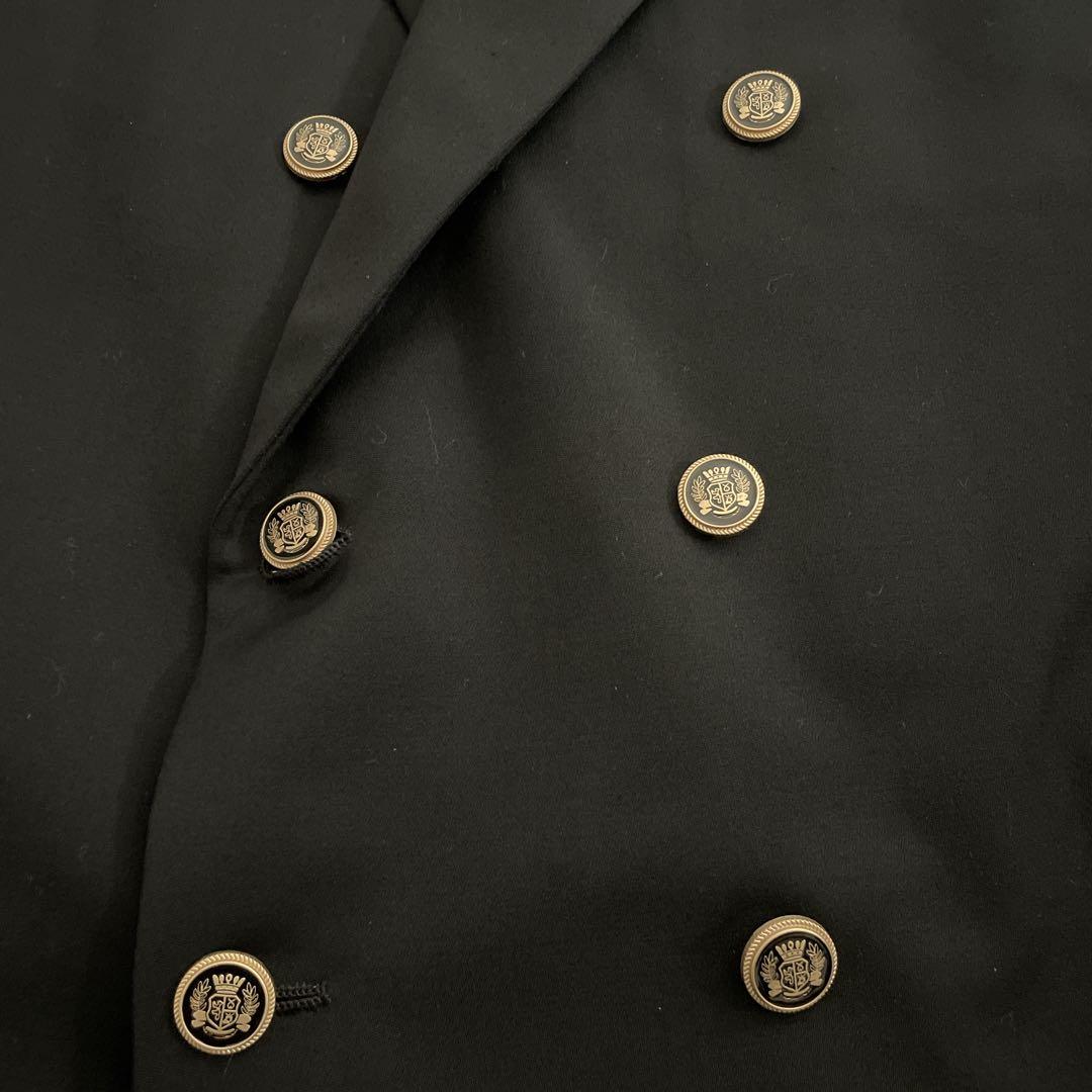 極上 漆黒ウール 黒金ボタン ダブルブレストスーツ のみ