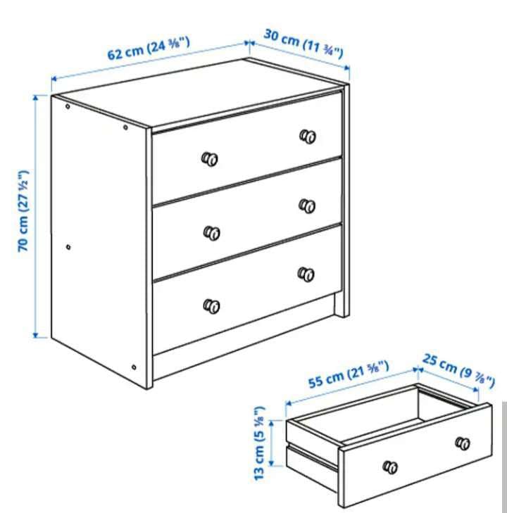 IKEA　(RAST ラスト)　木製チェスト 3段　中古品