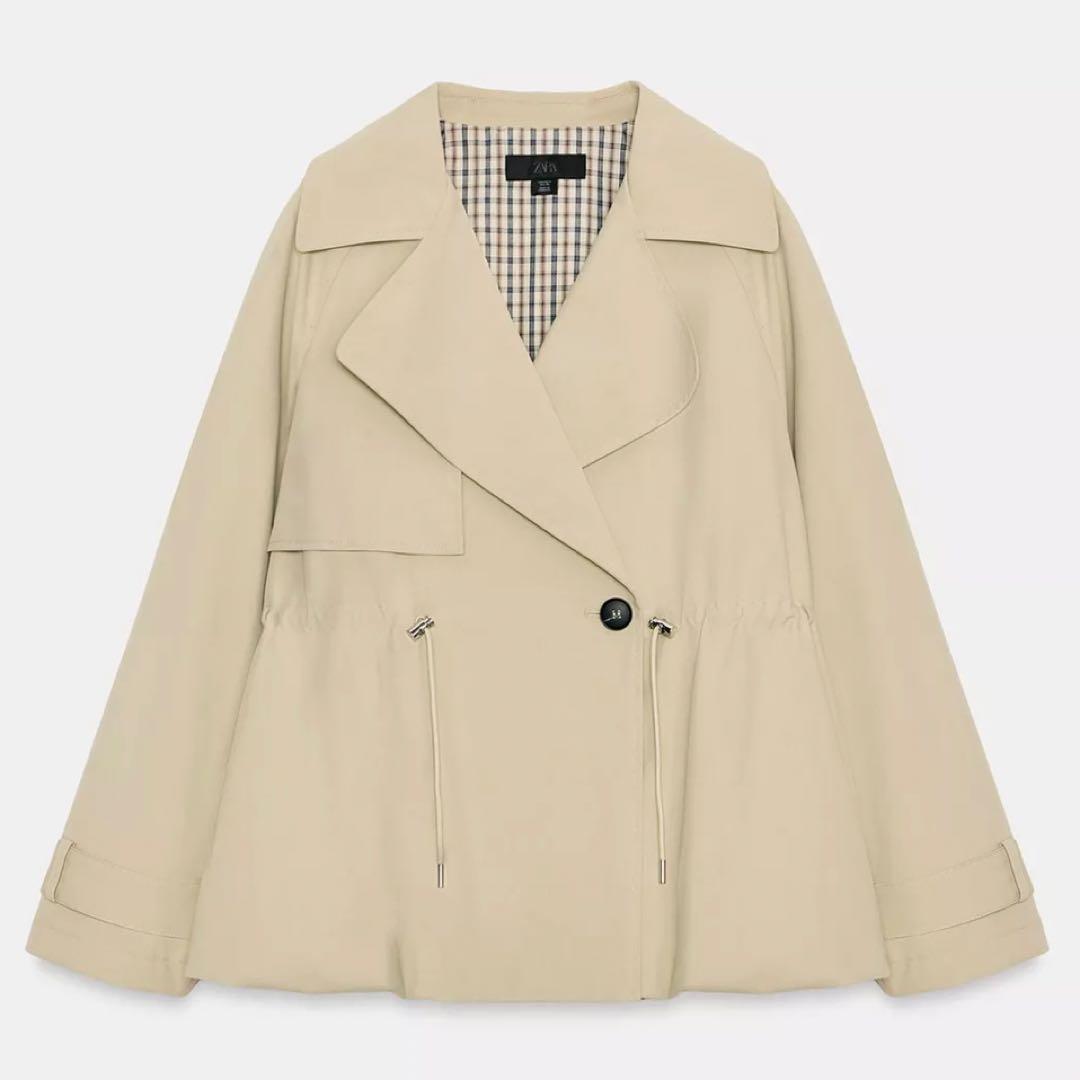 ZARA 調節可能なウエスト ショートトレンチコート L