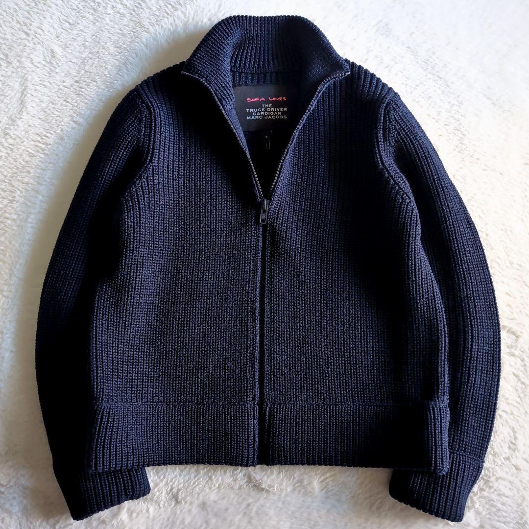 美品 マークジェイコブス 肉厚ウール ドライバーズニット S ネイビー