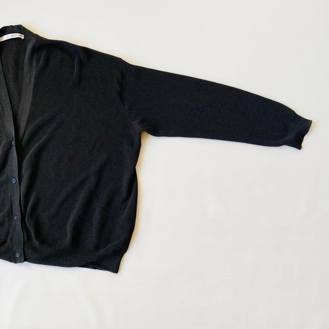 【美品】evam eva　畦カーディガン　sumi　24SS　Vネック　羽織り