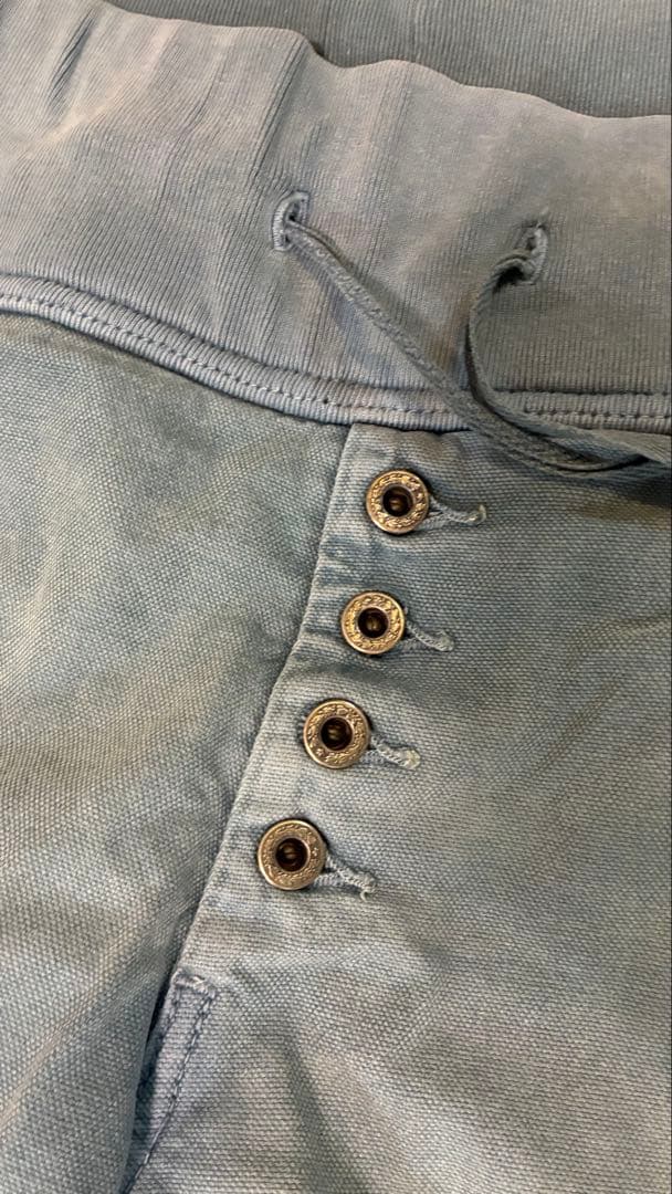 【KAPITAL】製品染めワイドパンツ くすみブルー 股下63
