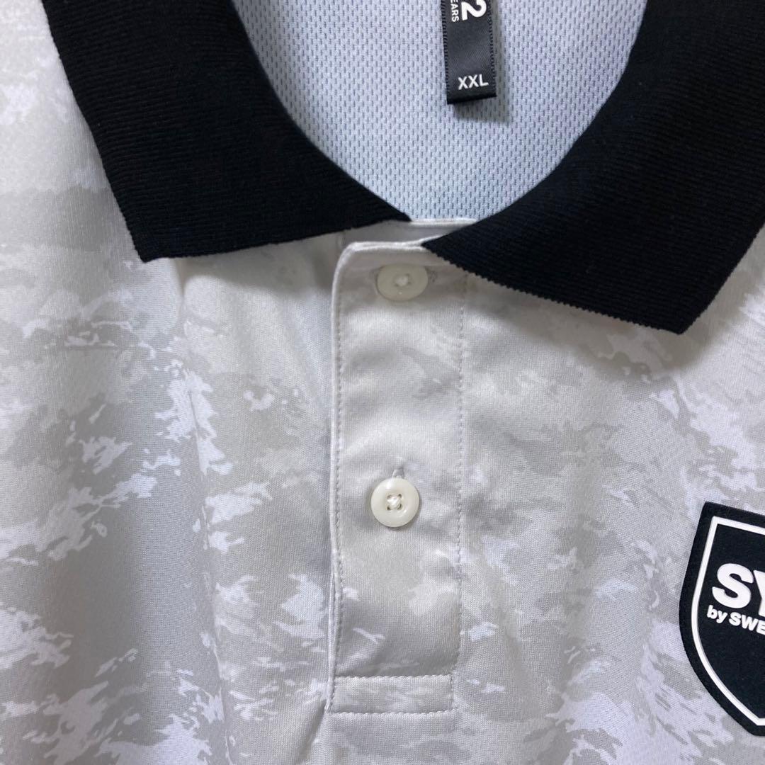 【美品】SY32 ポロシャツ カモ 切替 大きいサイズ 速乾 ブラック XXL