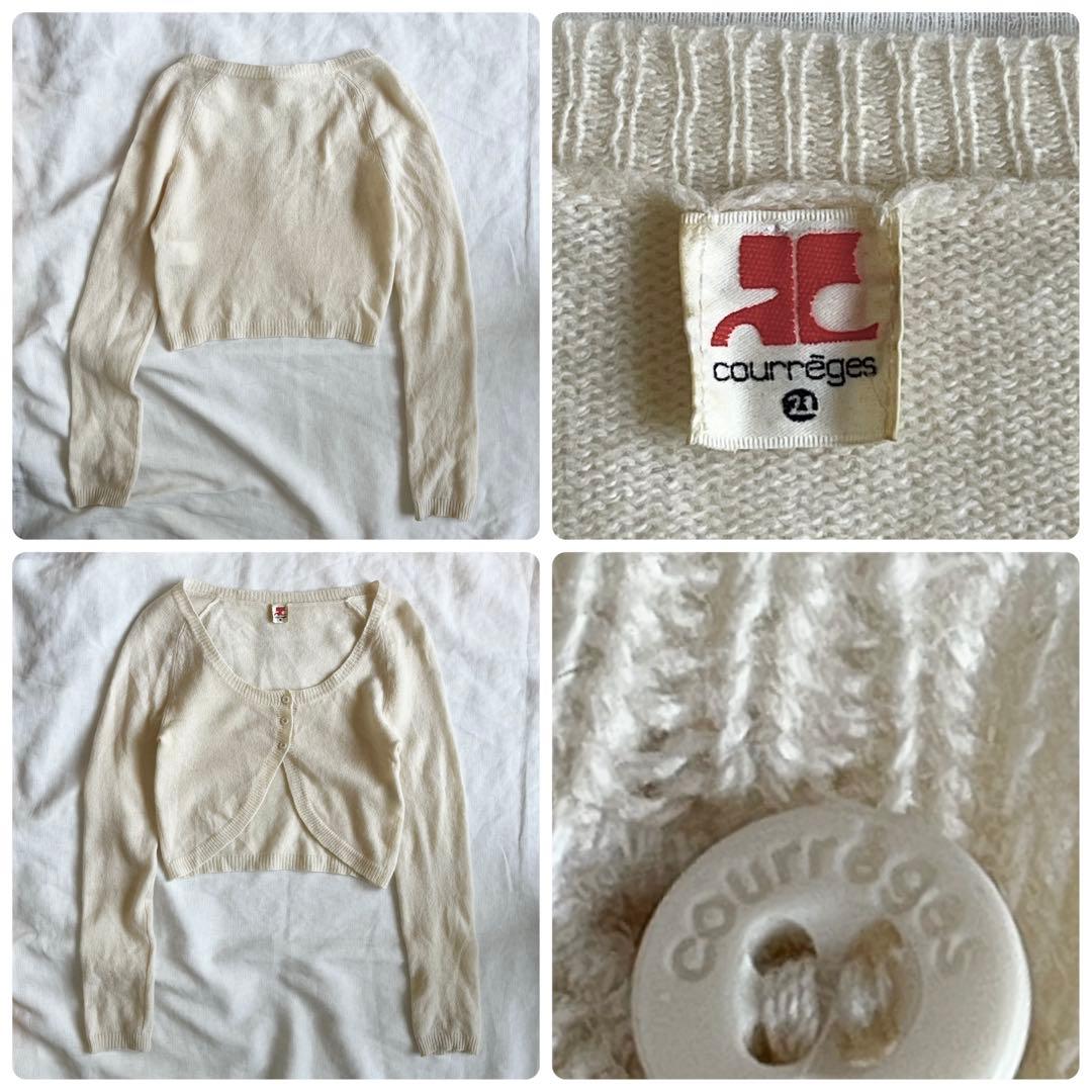 ヴィンテージ courrèges クレージュ クロップド丈カーディガン カシミヤ