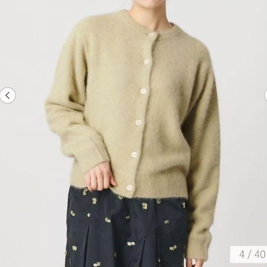 25AW フォックス カシミヤ ブレンド クルーネック カーディガン ライム
