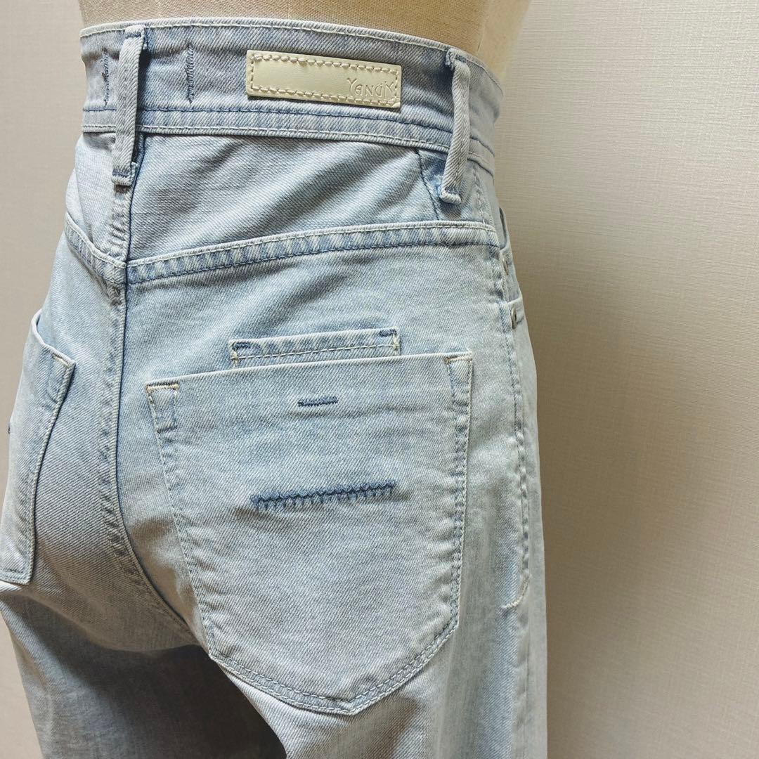 ヤヌーク　雑誌掲載　ワイドフレア　ストレッチデニムパンツ　革ラベル　ICE　21
