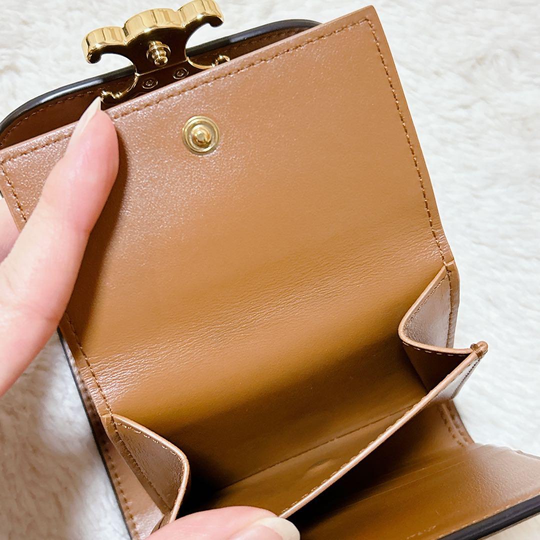 CELINE セリーヌ トリオンフ 三つ折り財布 ブラウン ゴールド金具 箱付