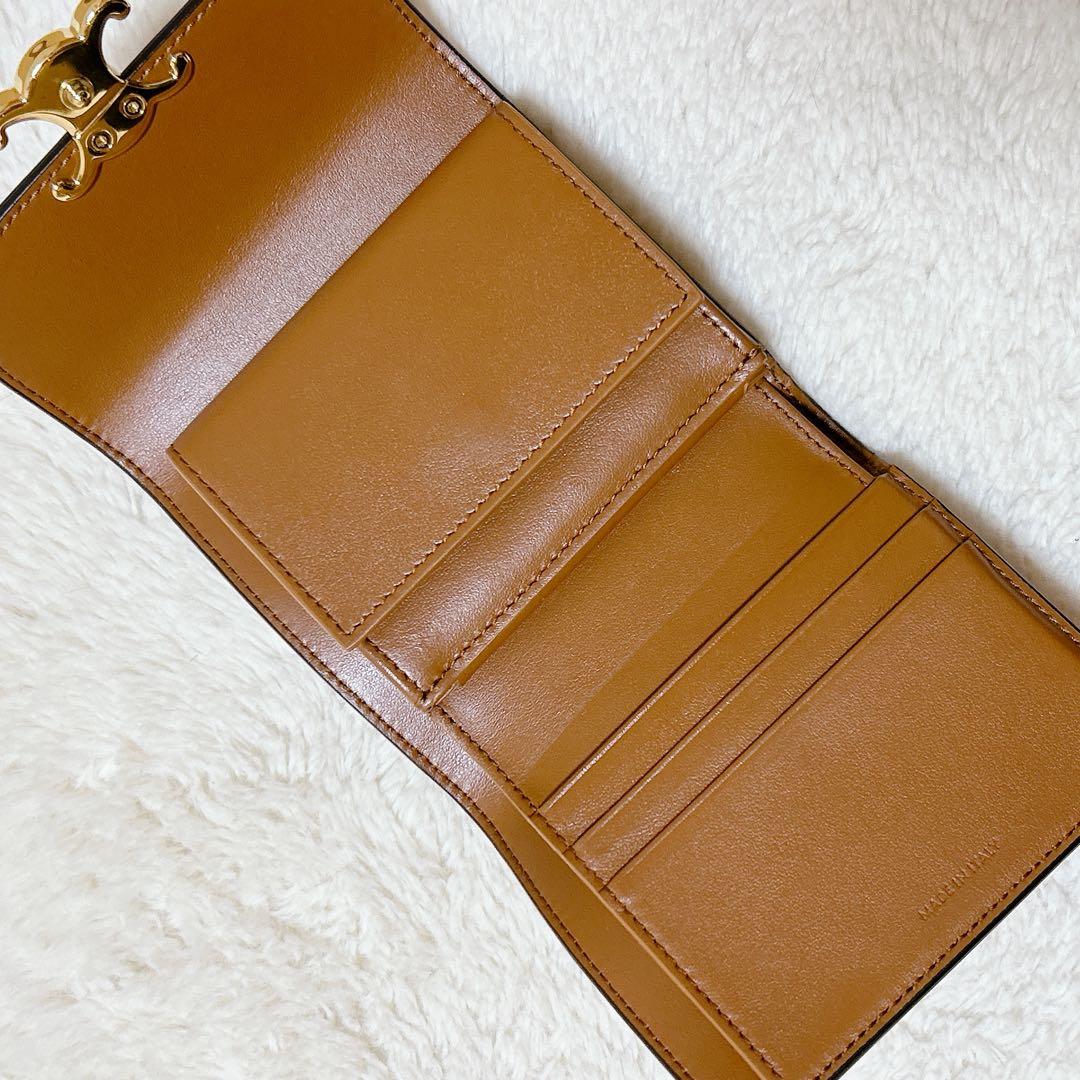 CELINE セリーヌ トリオンフ 三つ折り財布 ブラウン ゴールド金具 箱付