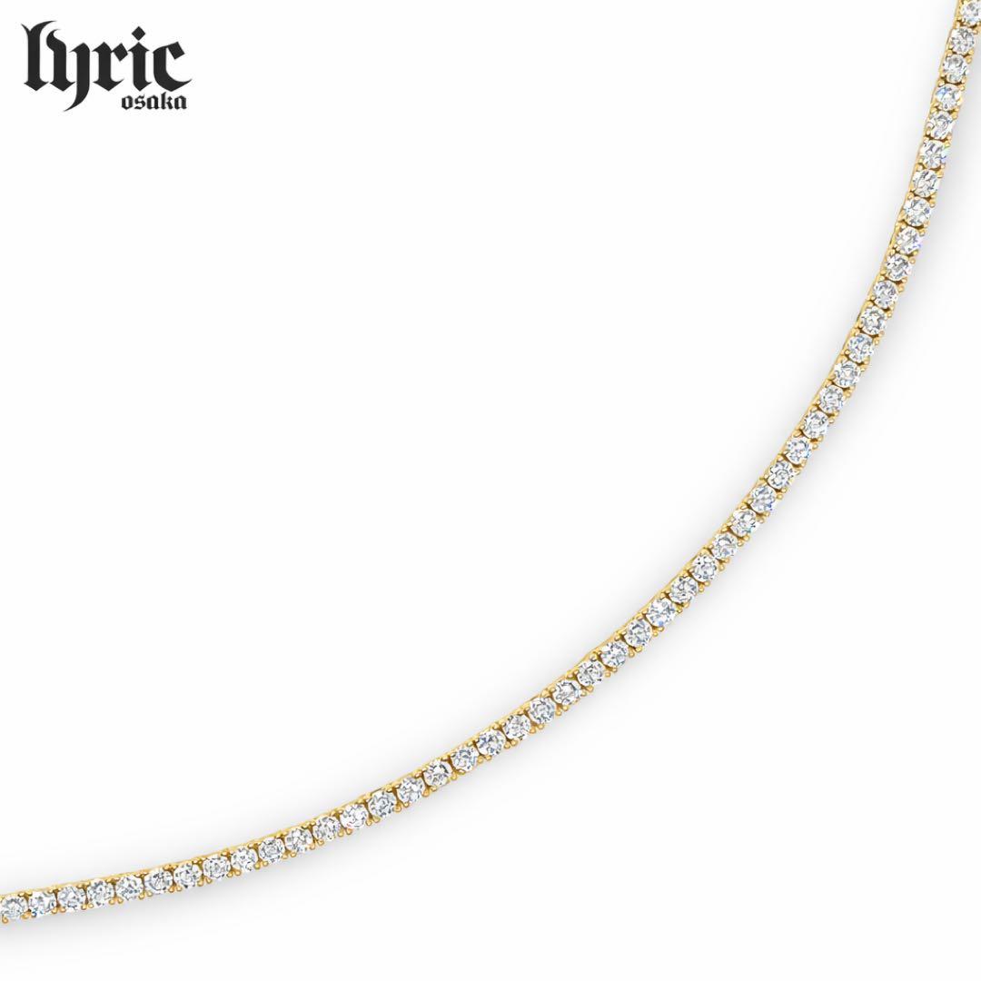 テニスネックレス ゴールド 3mm 50cm テニスチェーン 5ACZ最高品質