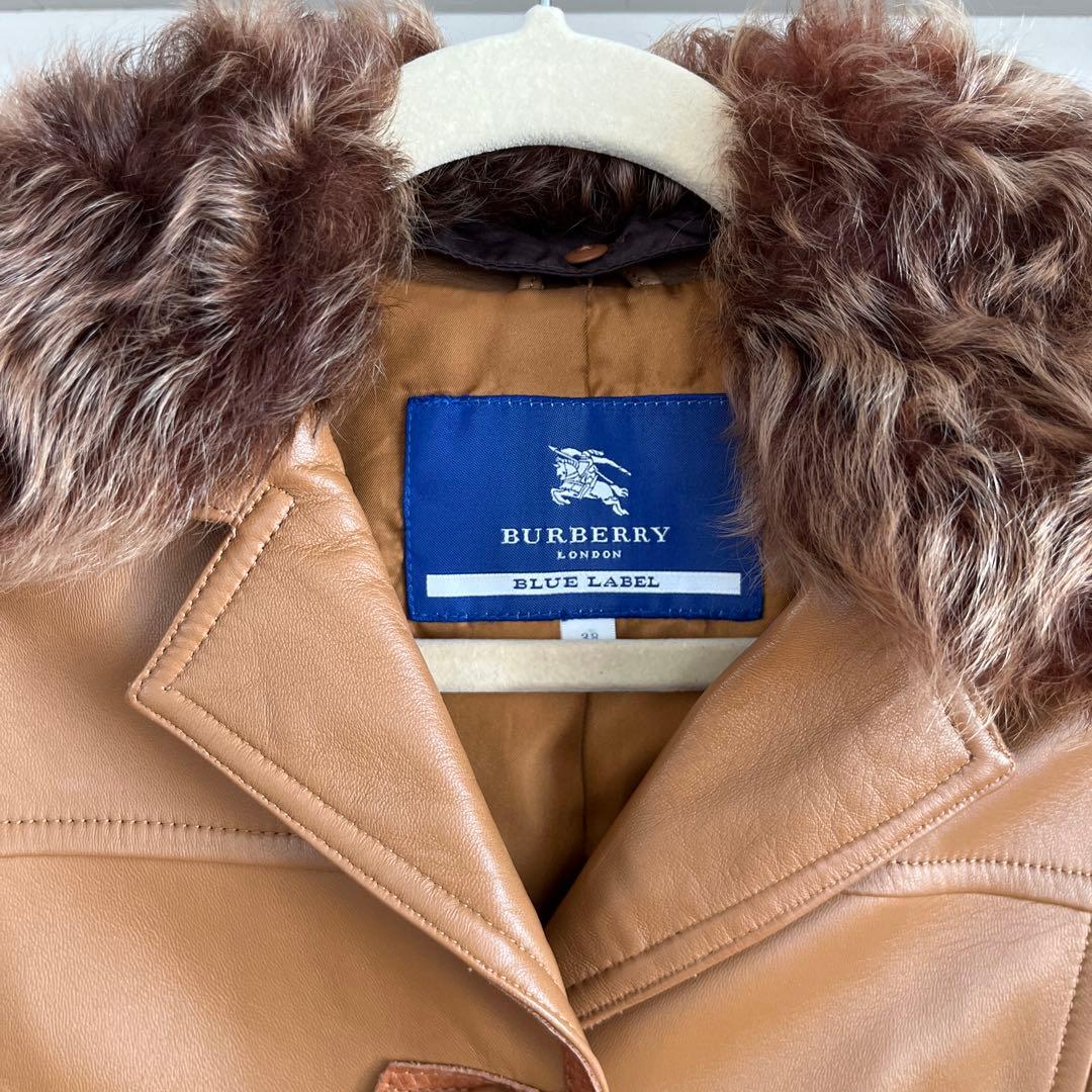 BURBERRY BLUE LABEL ブラウンレザーコート　羊革　ラムスキン