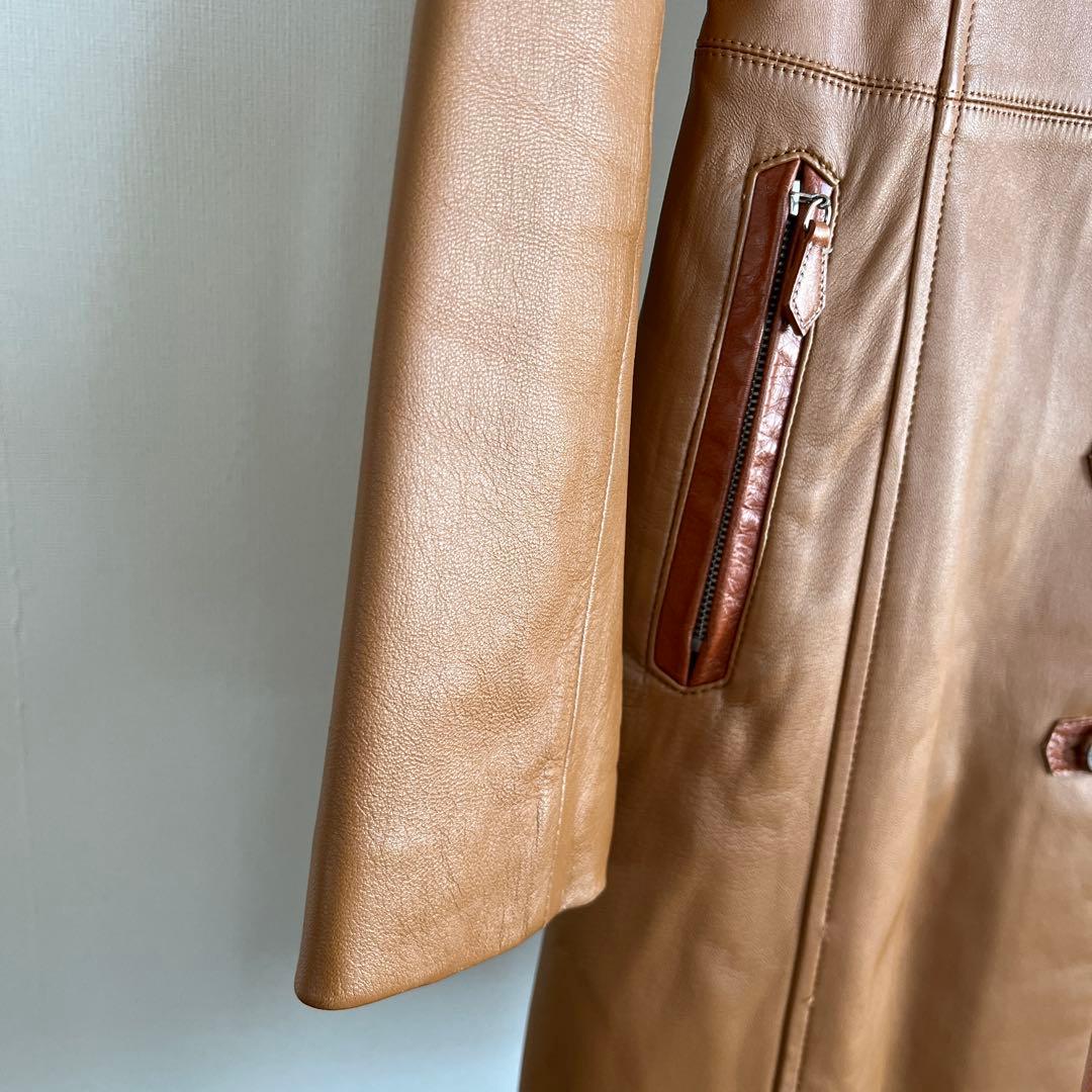 BURBERRY BLUE LABEL ブラウンレザーコート　羊革　ラムスキン