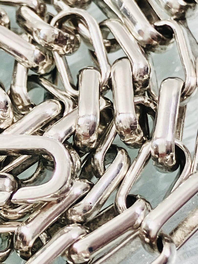 【超美品】GUCCI レクタングル チェーン ネックレス 男女兼用　SV925