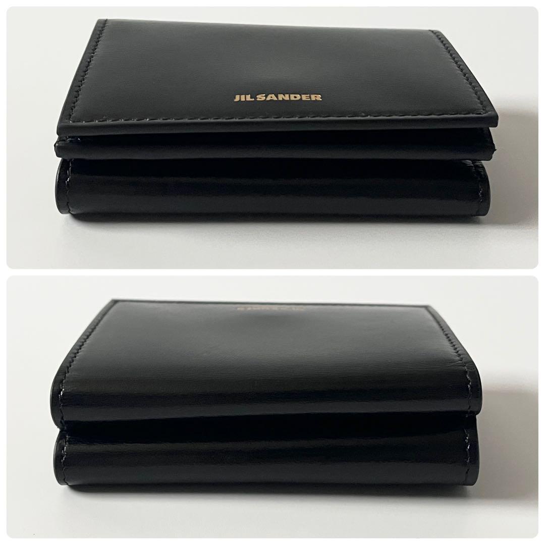 ジルサンダー　TINY WALLET　三つ折り財布　レザー　黒　ブラック　ロゴ