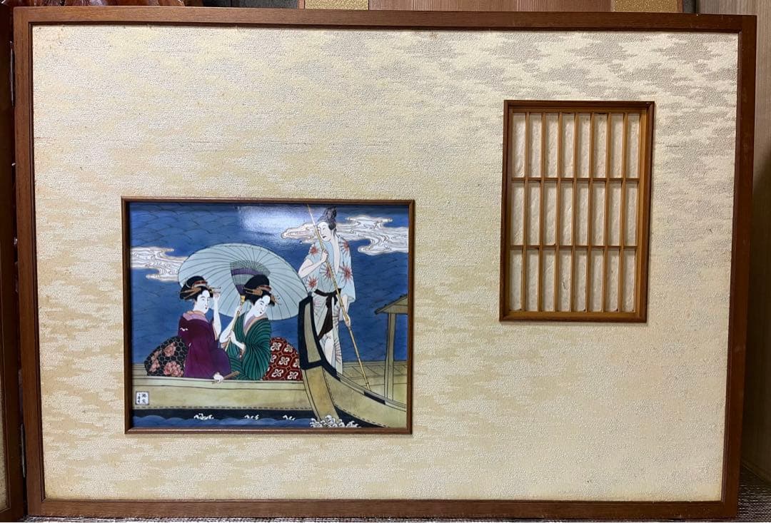 H40 有田焼聡窯　辻一堂作　浮世絵屏風