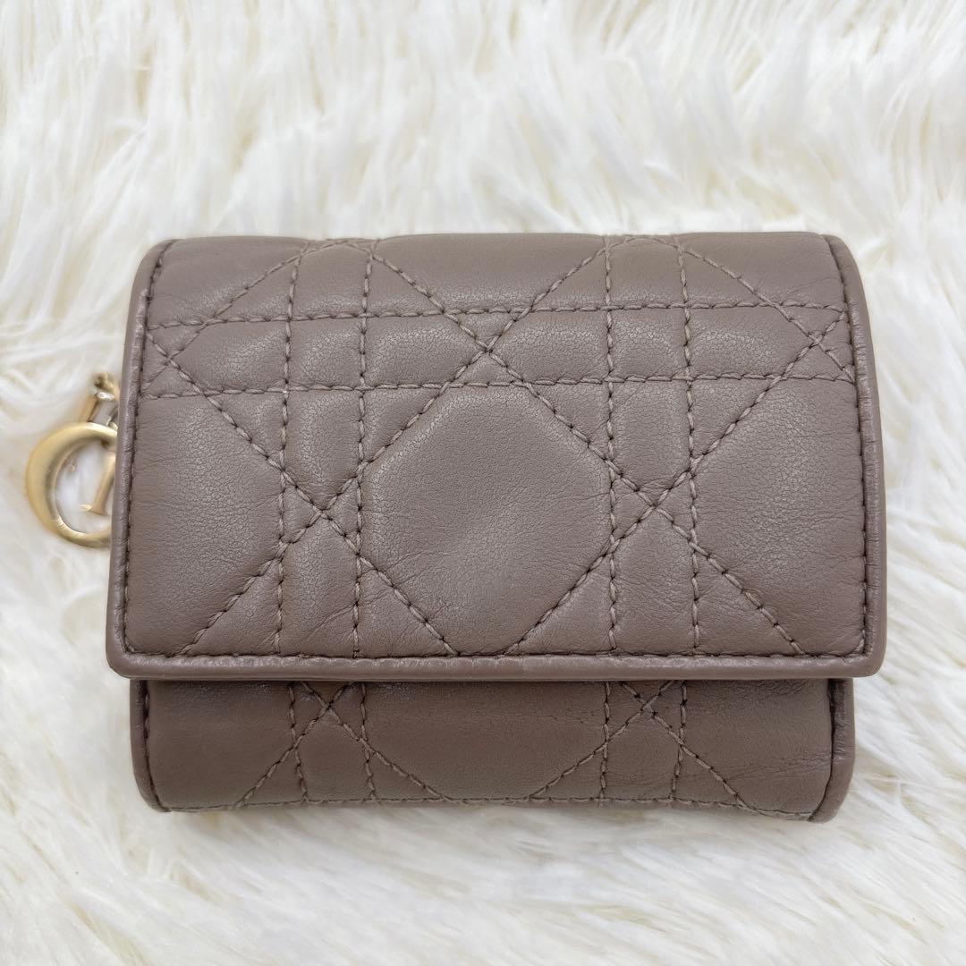 付属品完備✨ディオール カナージュ ロータスウォレット 三つ折り財布 ベージュ