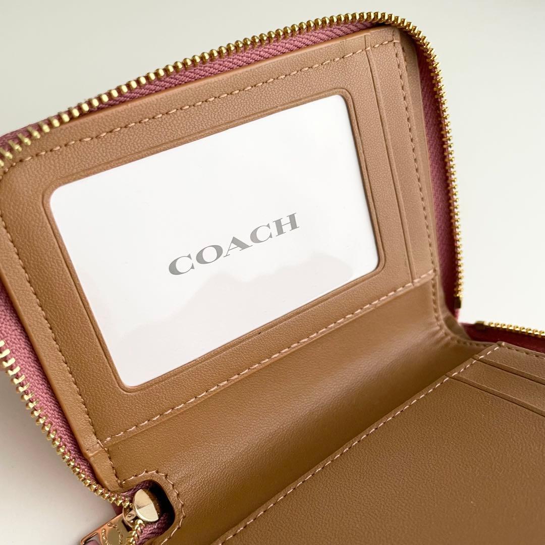コーチ COACH 折り財布 スモールウォレット シグネチャー ピンク 新品保管