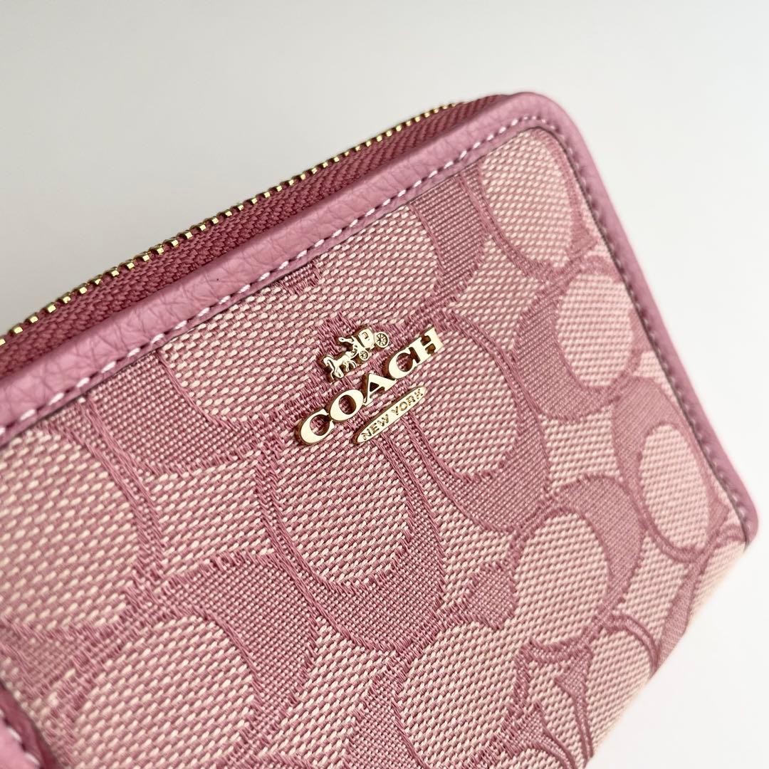 コーチ COACH 折り財布 スモールウォレット シグネチャー ピンク 新品保管
