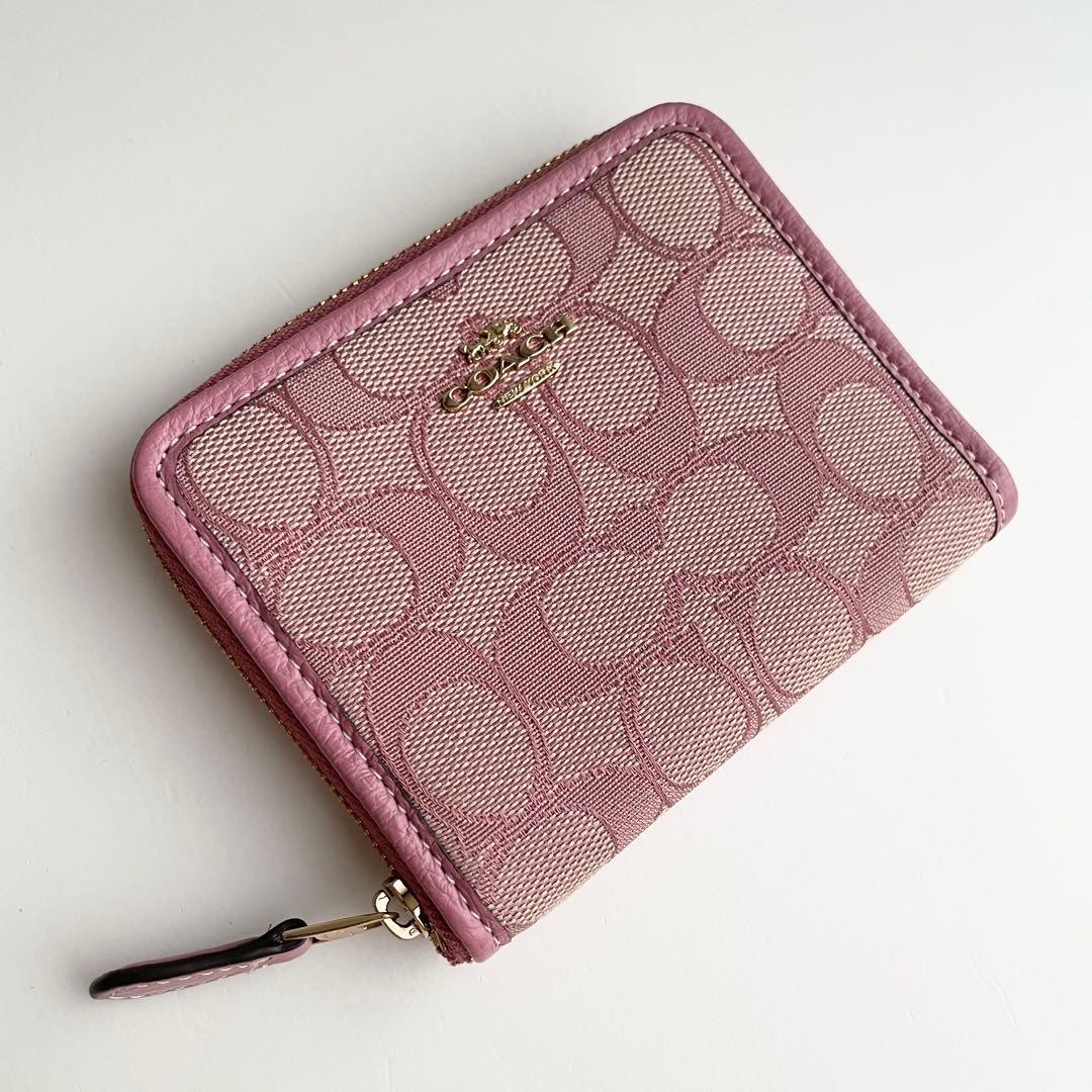 コーチ COACH 折り財布 スモールウォレット シグネチャー ピンク 新品保管