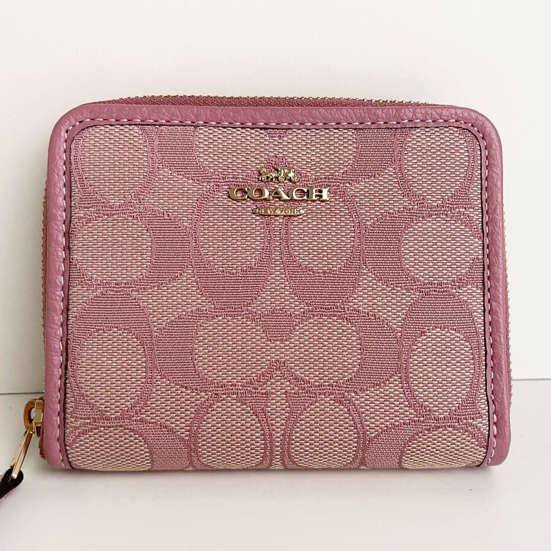 コーチ COACH 折り財布 スモールウォレット シグネチャー ピンク 新品保管