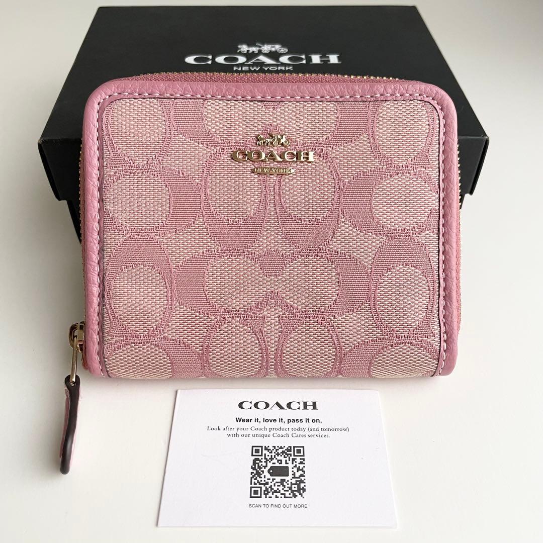 コーチ COACH 折り財布 スモールウォレット シグネチャー ピンク 新品保管