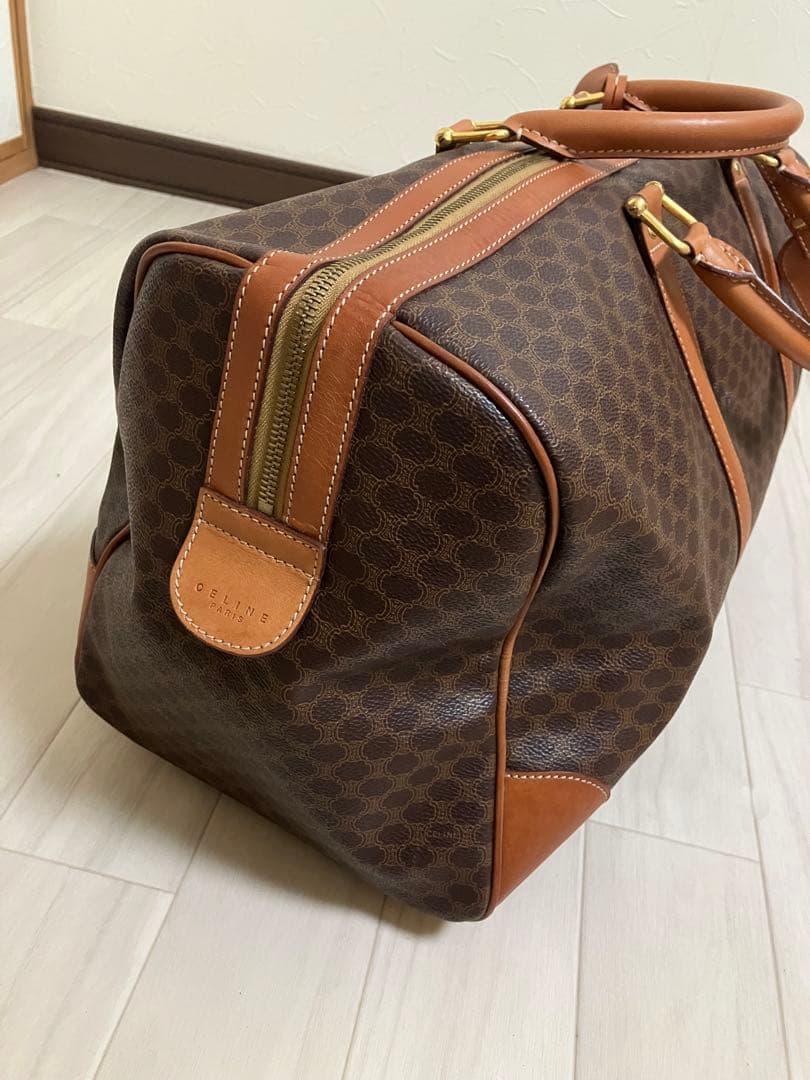 CELINE オールド セリーヌ マカダム柄 ボストン バッグ ゴールド金具