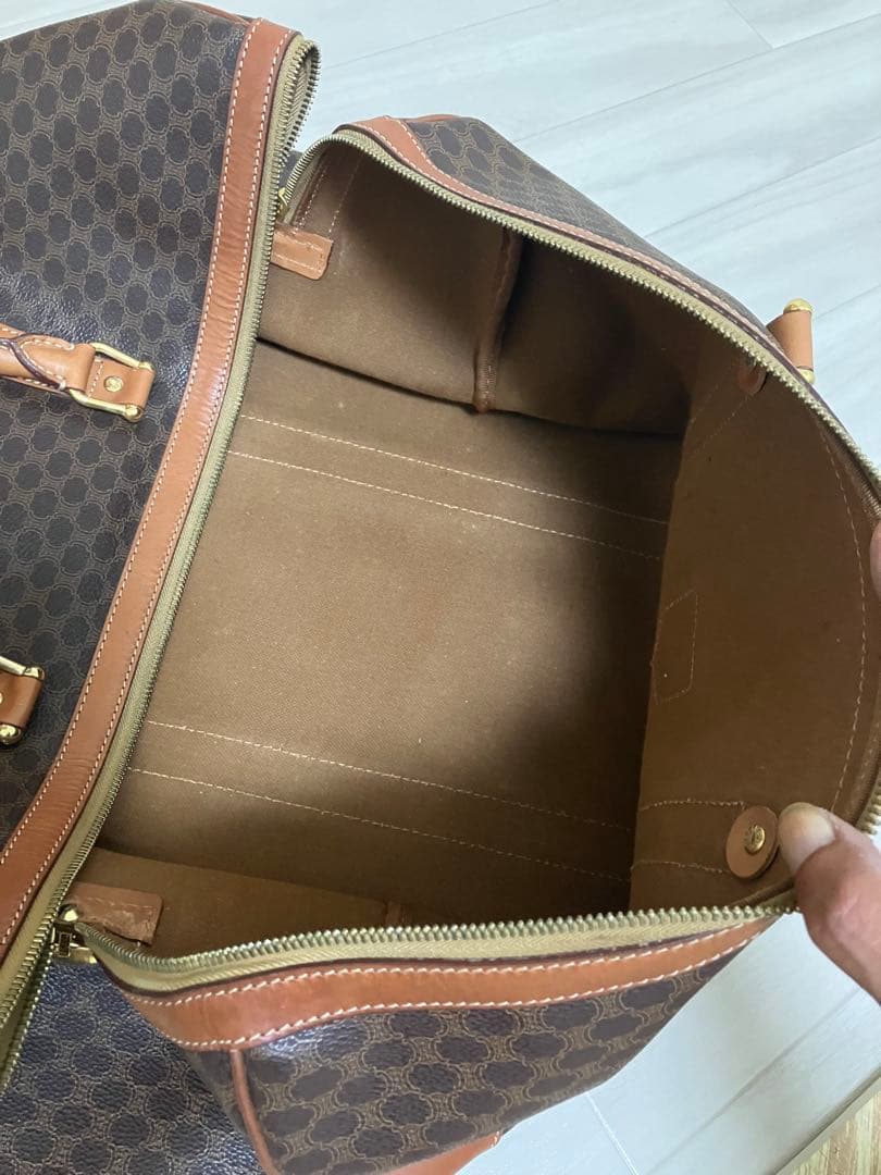 CELINE オールド セリーヌ マカダム柄 ボストン バッグ ゴールド金具