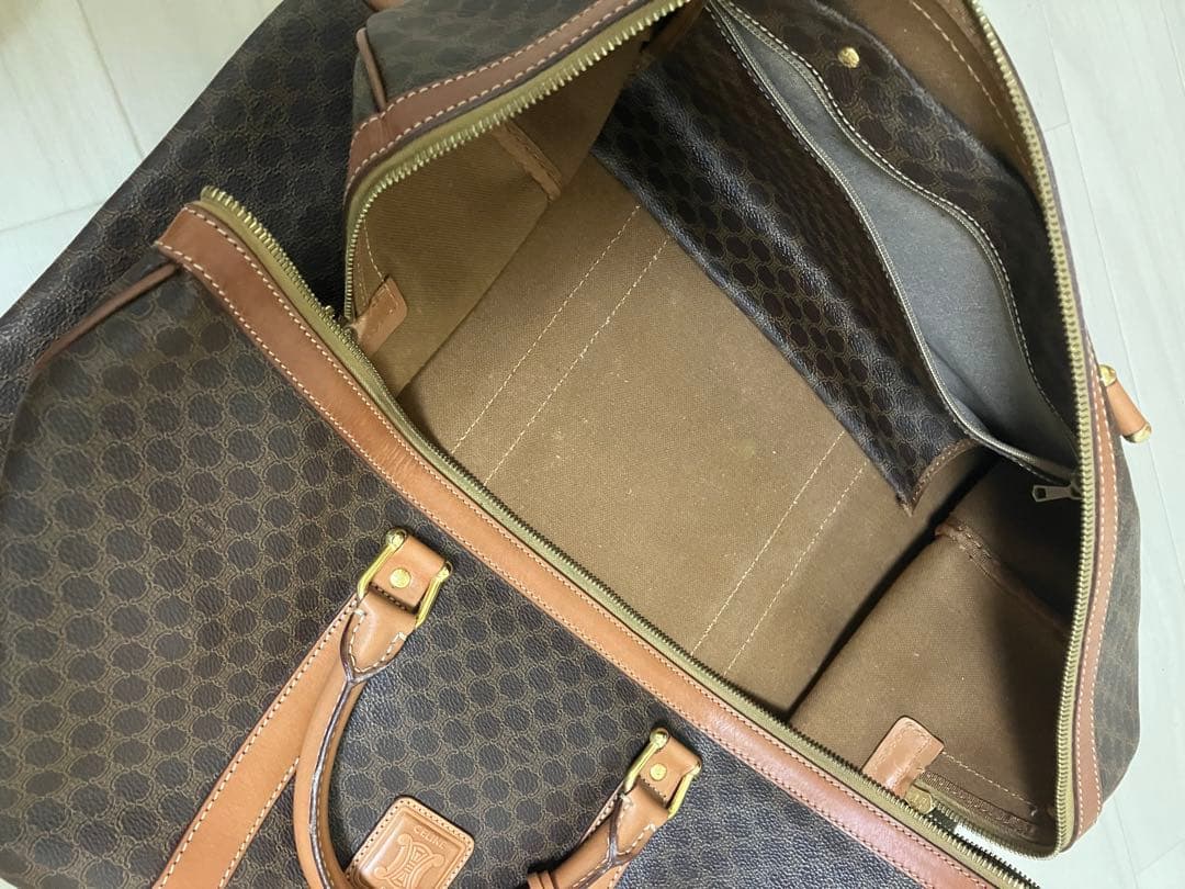 CELINE オールド セリーヌ マカダム柄 ボストン バッグ ゴールド金具