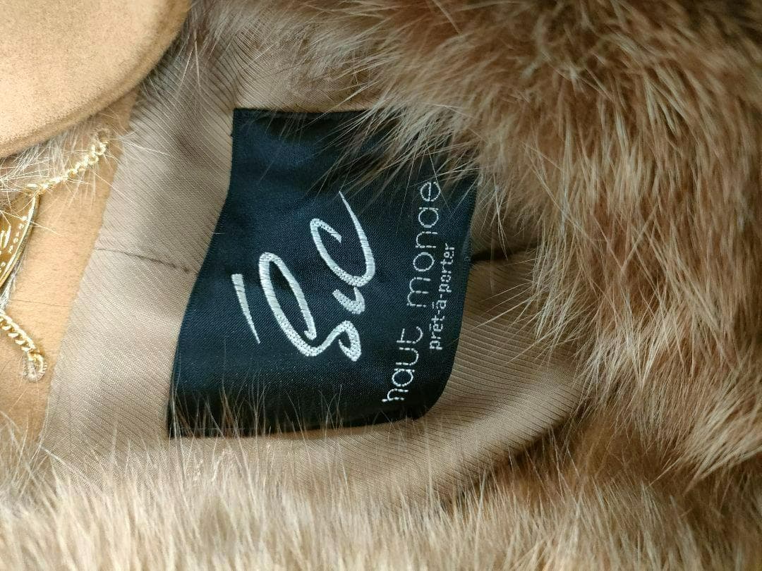 キャメル　ロングコート　フォックスファー　レトロ古着