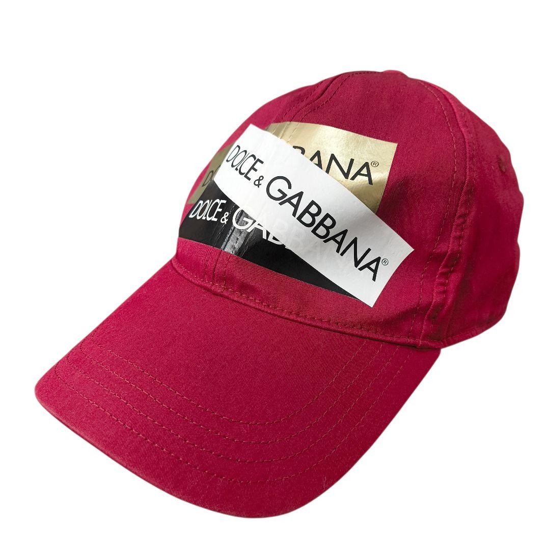 DOLCE&GABBANA ドルガバ テープロゴ size58 キャップ レッド
