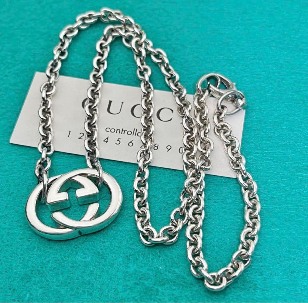 美品　GUCCI インターロッキングダブルチェーンネックレス