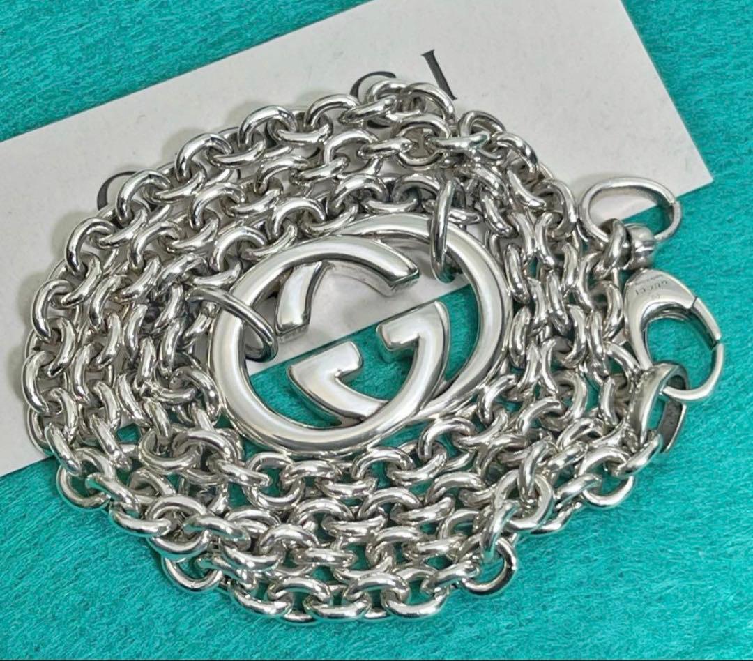 美品　GUCCI インターロッキングダブルチェーンネックレス