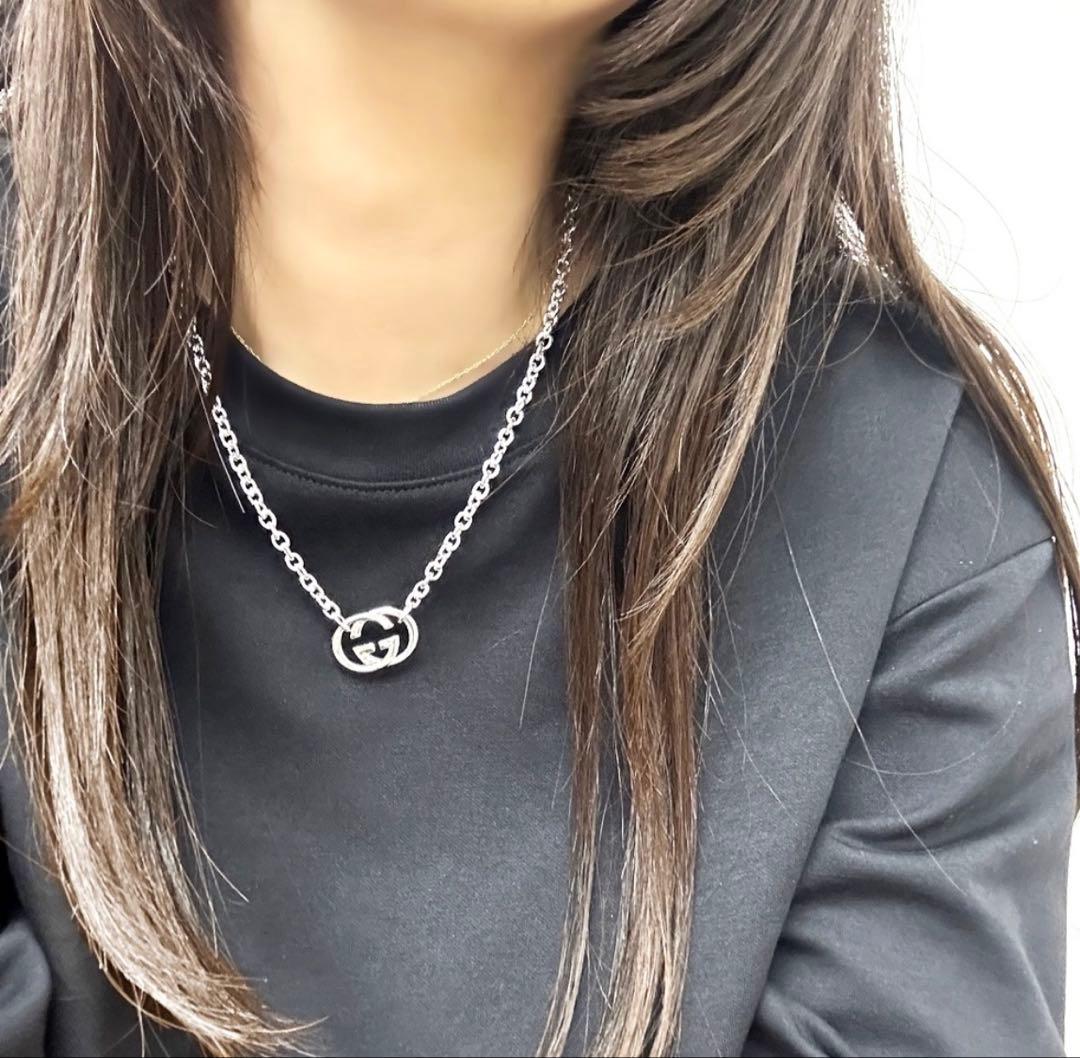 美品　GUCCI インターロッキングダブルチェーンネックレス