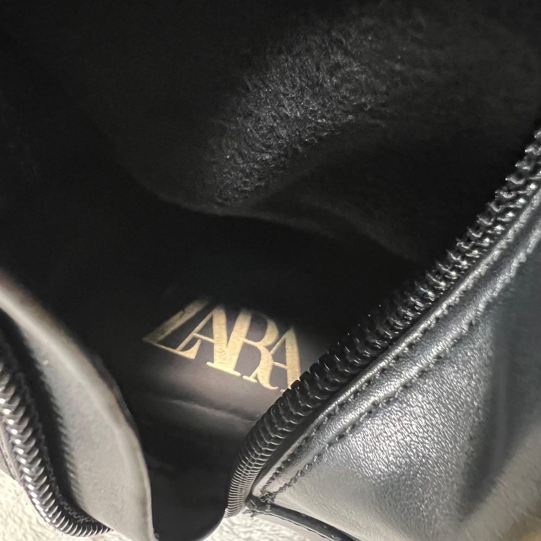 【美品】ZARA ロングブーツ ブラック 37 24cm レザー　ニーハイ　厚底
