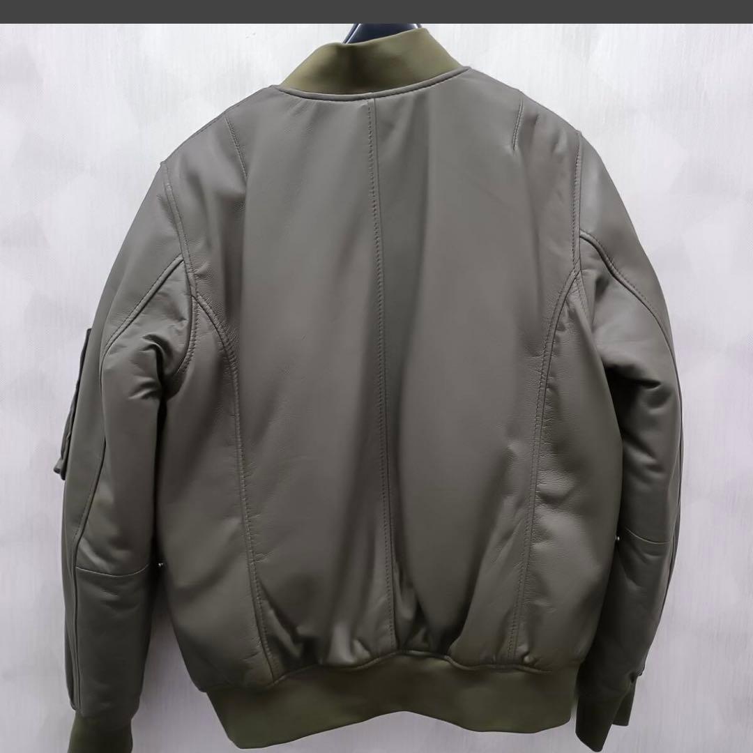 バイク用 レザージャケット ダークグリーン シープスキンレザー
