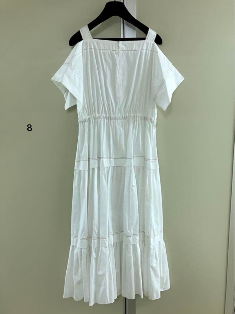 【PETER PILOTTO】白 タック プリーツ オープンショルダー ドレス