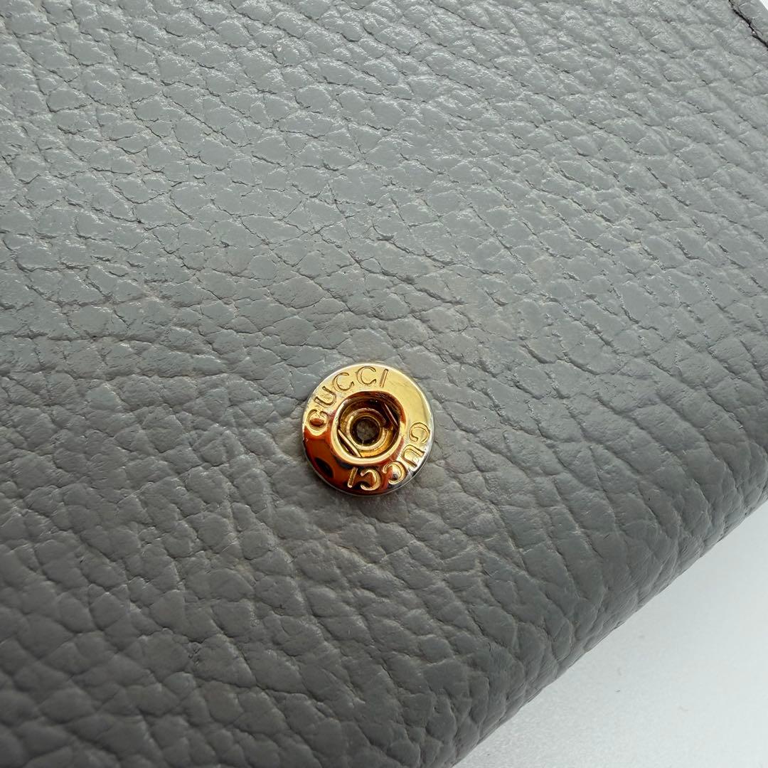 GUCCI グッチ　折り財布　マーモント　レザー　バイカラー　グレー × ピンク