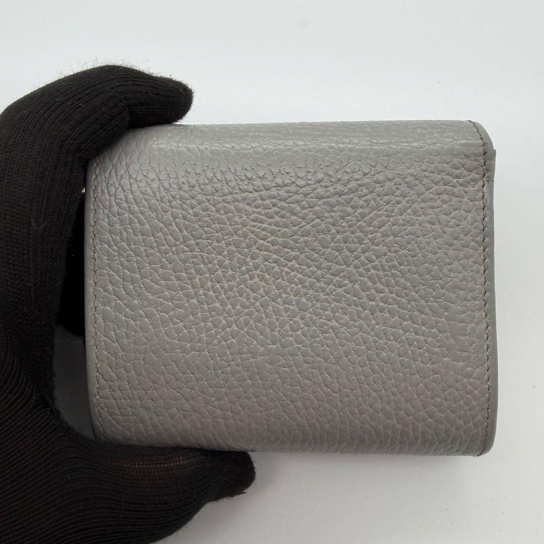 GUCCI グッチ　折り財布　マーモント　レザー　バイカラー　グレー × ピンク