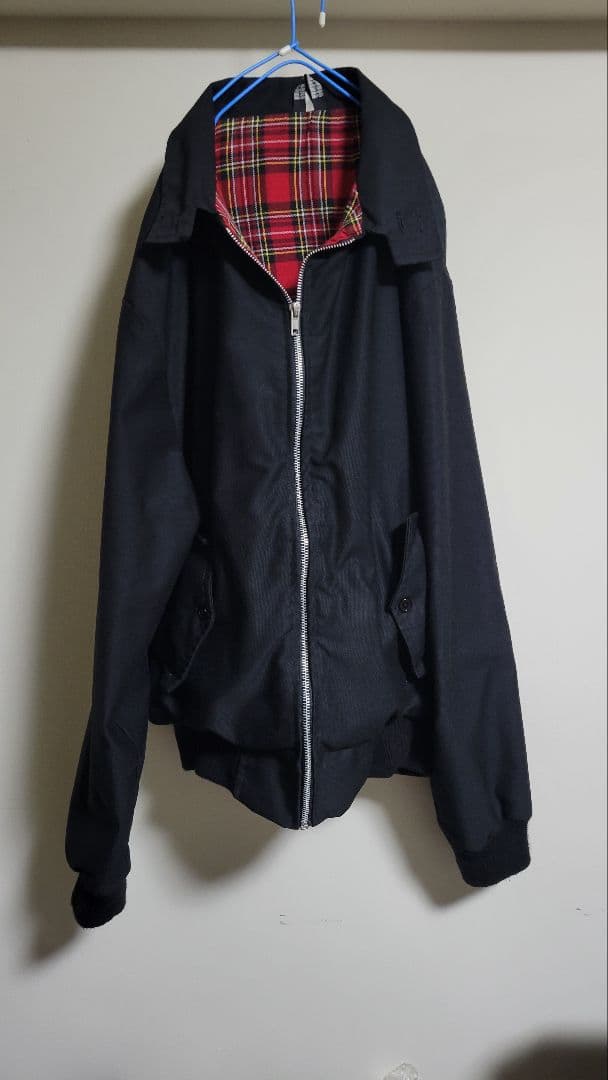 【極美品】80s 英国製 ハリントンジャケット M ビンテージ 裏地チェック 黒