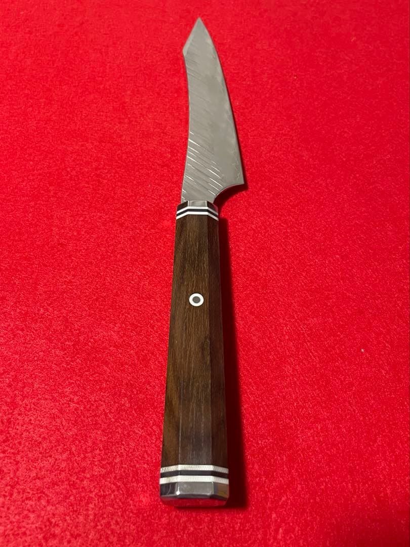 鬼反り切付型 VG10 ダマスカス ペティナイフ 160mm 黒檀八角柄