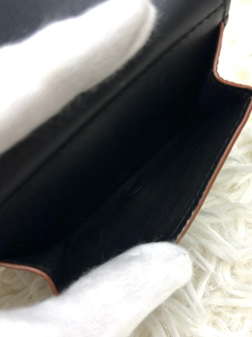 ［極美品］LOEWE アナグラム トライフォールド ウォレット 財布 ブラック
