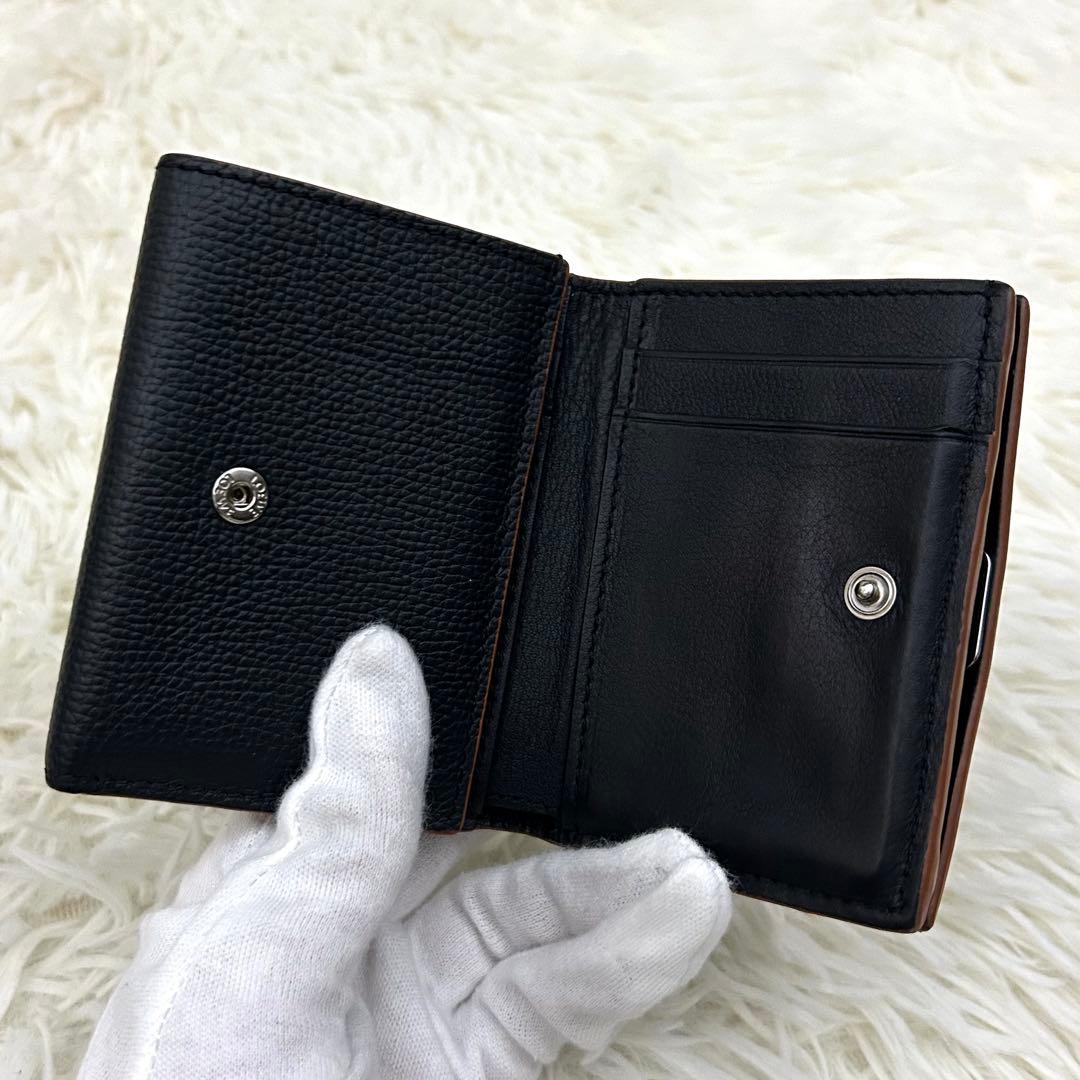 ［極美品］LOEWE アナグラム トライフォールド ウォレット 財布 ブラック