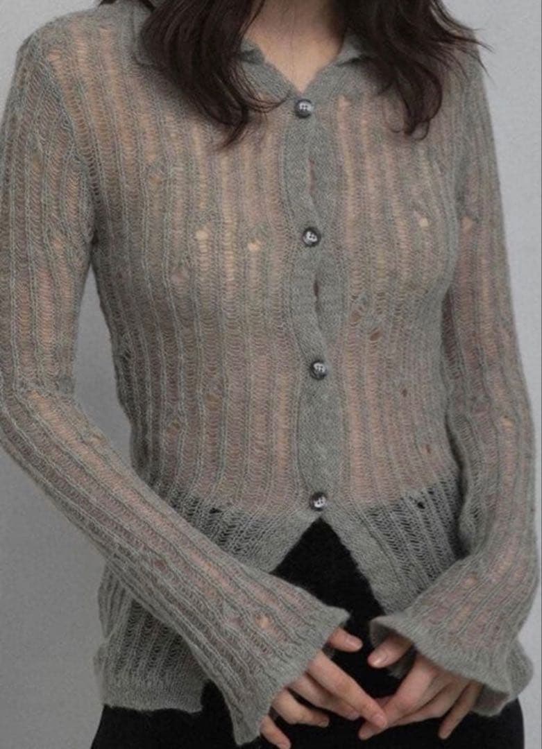 OHOTOROのFeather Damage Cardigan